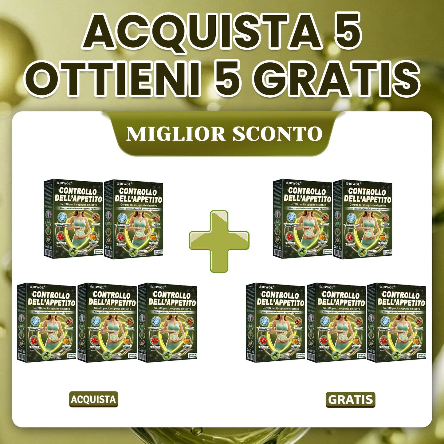 IOWOL ® PATCHES DI CONTROLLO DELL'APPETITO! NIENTE PILLOLE & NIENTE FAME & NIENTE LOTTA & 100% RISULTATI.