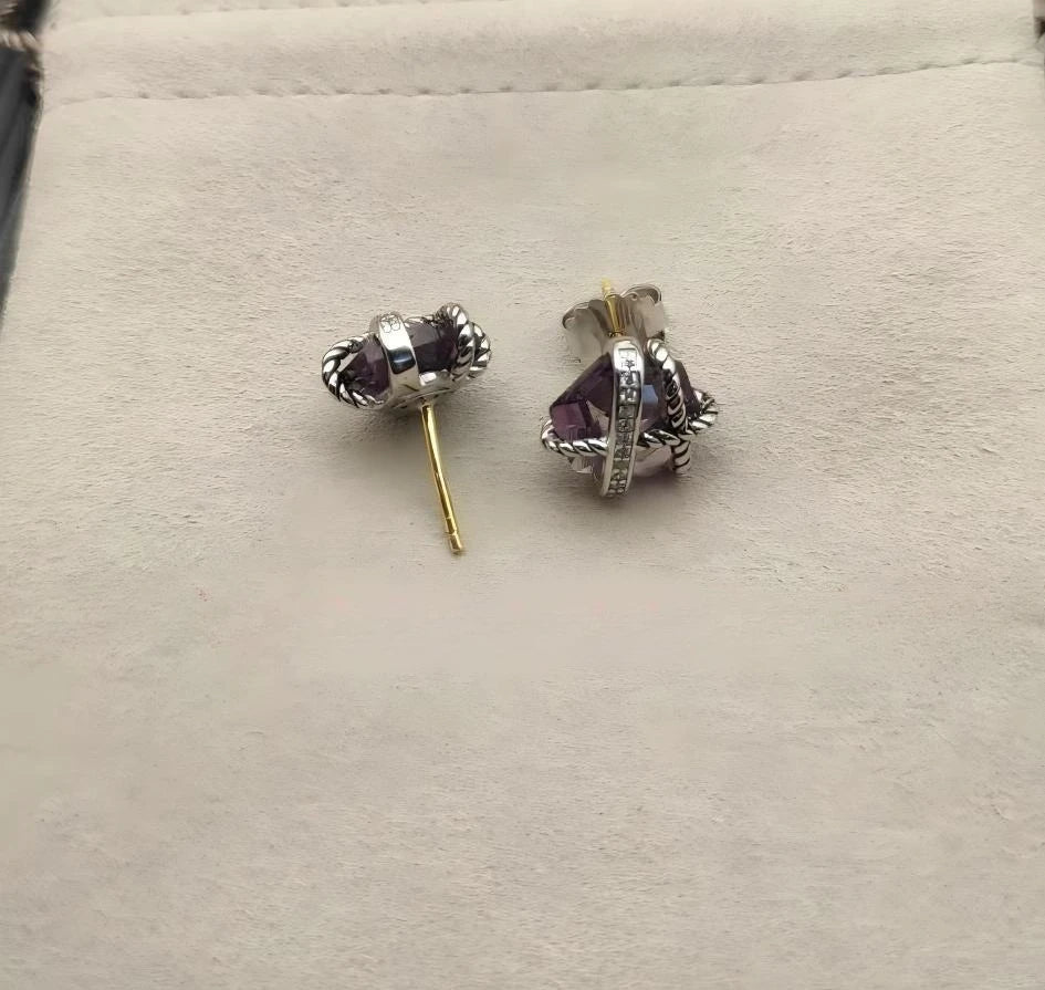 2025 New High-Quality Christmas Elegant and Simple Hexagonal Diamond Stud Earrings and Necklace Set - Valentine's Day Gift