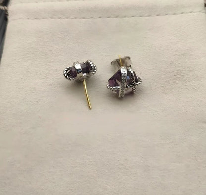 2025 New High-Quality Christmas Elegant and Simple Hexagonal Diamond Stud Earrings and Necklace Set - Valentine's Day Gift