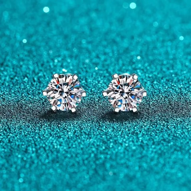 0.3-2CT Moissanite Earrings 925 Sterling Silver Round Cut Stud Earrings Piercing Earrings for Men and Women Fine Jewelry