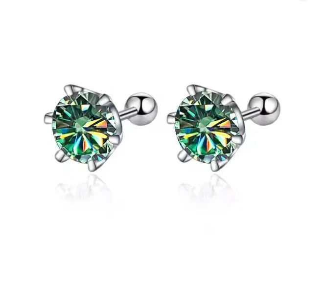 0.3-2CT Moissanite Earrings 925 Sterling Silver Round Cut Stud Earrings Piercing Earrings for Men and Women Fine Jewelry