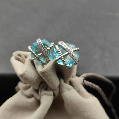 2025 New High-Quality Christmas Elegant and Simple Hexagonal Diamond Stud Earrings and Necklace Set - Valentine's Day Gift