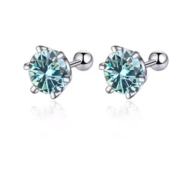 0.3-2CT Moissanite Earrings 925 Sterling Silver Round Cut Stud Earrings Piercing Earrings for Men and Women Fine Jewelry