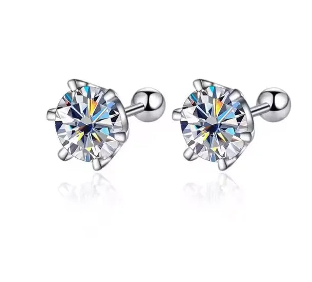 0.3-2CT Moissanite Earrings 925 Sterling Silver Round Cut Stud Earrings Piercing Earrings for Men and Women Fine Jewelry