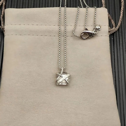 2025 New High-Quality Christmas Elegant and Simple Hexagonal Diamond Stud Earrings and Necklace Set - Valentine's Day Gift